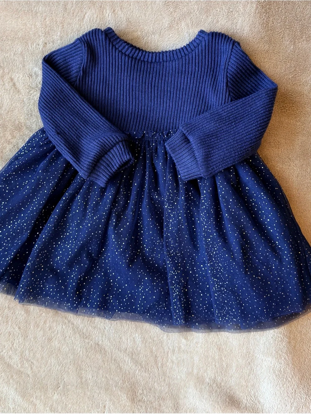 Carter's Navy Knit Top with Sparkling Tulle Skirt